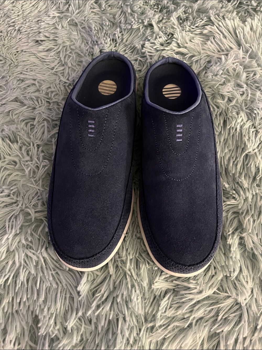 LANDS END NAVY SUEDE SLIP ON SHOES NEW 8.5